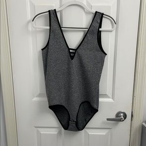 Women’s black and gray ribbed bodysuit size medium